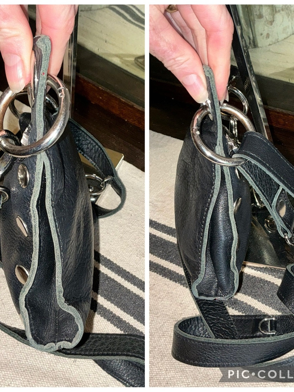 Hammitt Leather Tony Small Crossbody Shoulder Bag Black Silver Retail $325 - Picture 7 of 13
